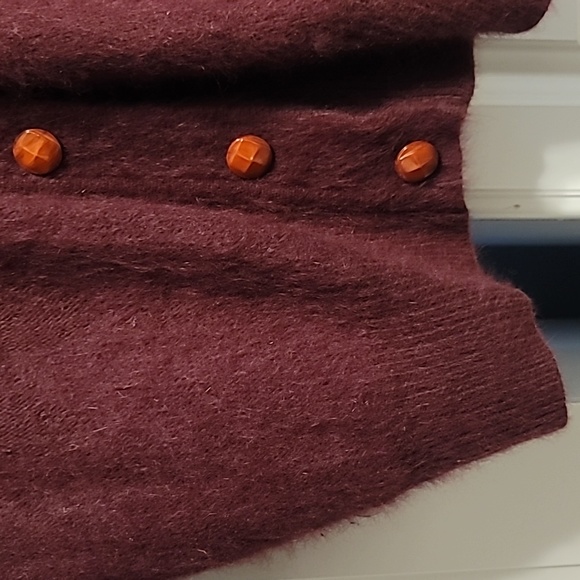VTG Amelia Austin Sweater Women's Cardigan Burgundy Angora Rabbit Hair Blend - Picture 3 of 12